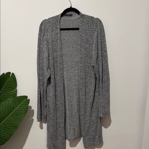 Gray Open-Front Cardigan Sweater